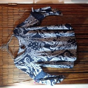 Blue and white blouse